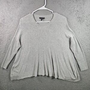 Eileen Fisher Petite Grey Ribbed Knit Sweater Tunic Top PP